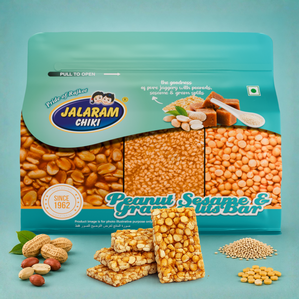 Jaggery Peanut Sesame Gram Chiki Bar - 450 Gram