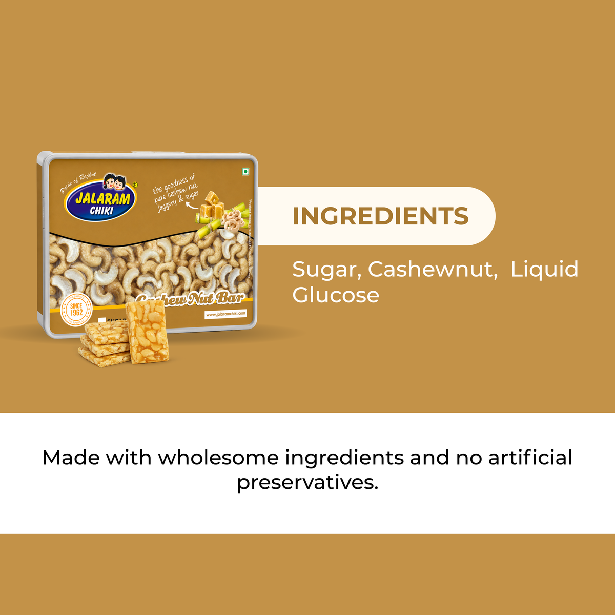 Jaggery Cashewnut Chiki Bar - 450 Gram