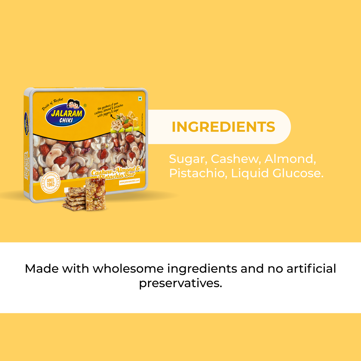Sugar Cashewnut Almond Pista Chiki Bar - 450 Gram