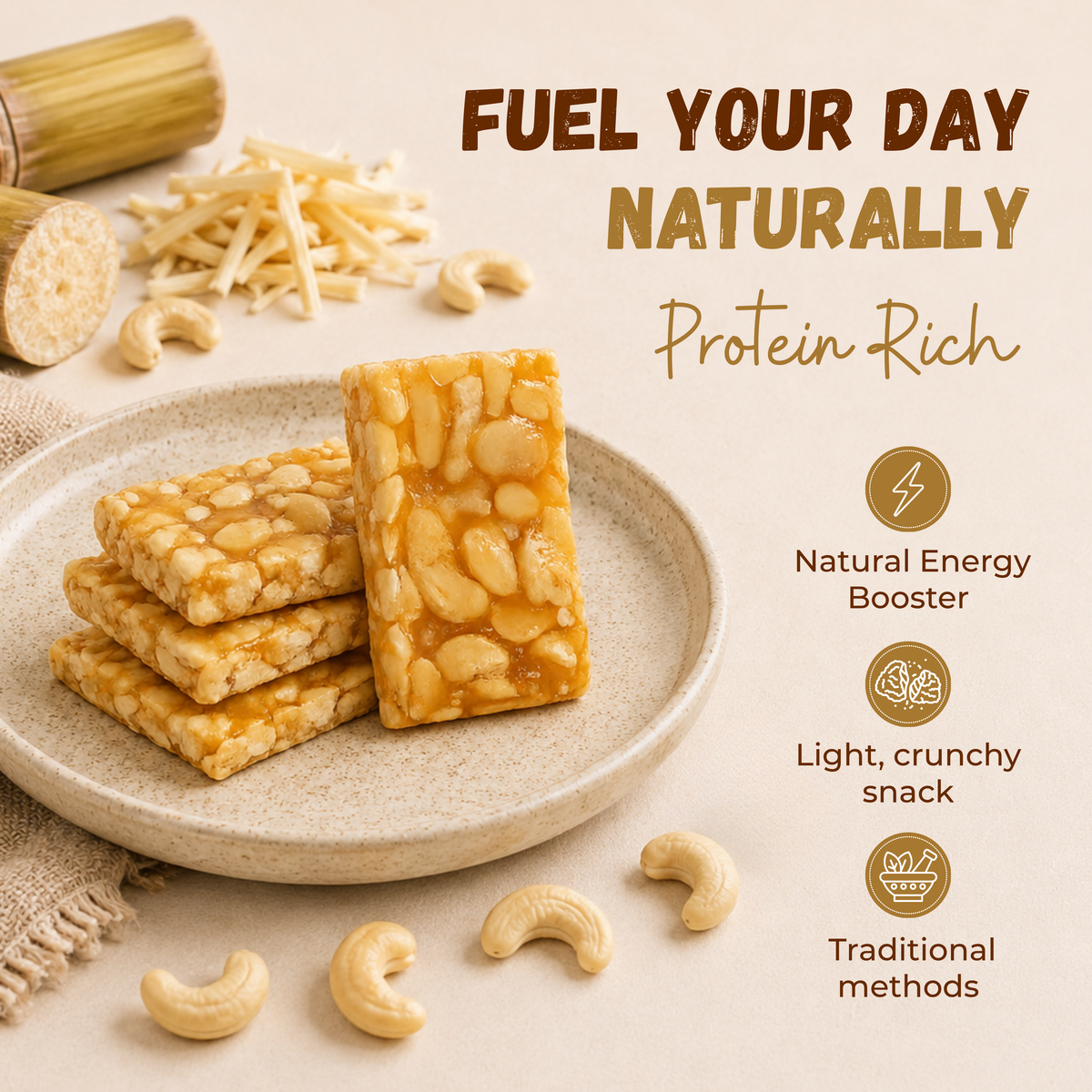 Sugar Cashewnut Chiki Bar - 450 Gram