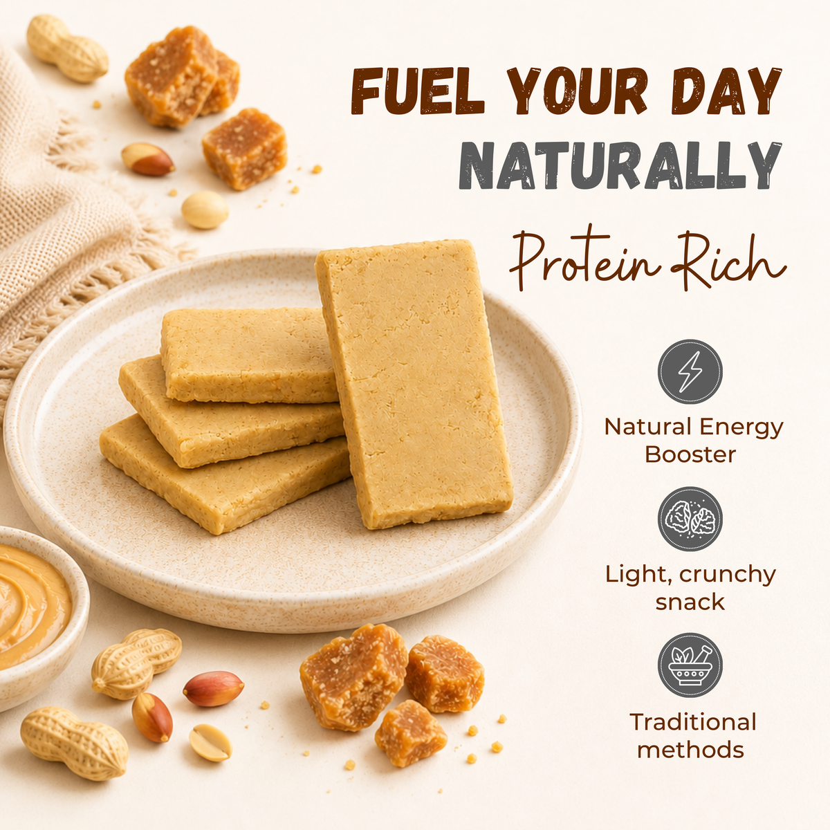 Jaggery Peanut Butter Chiki Bar - 450 Gram