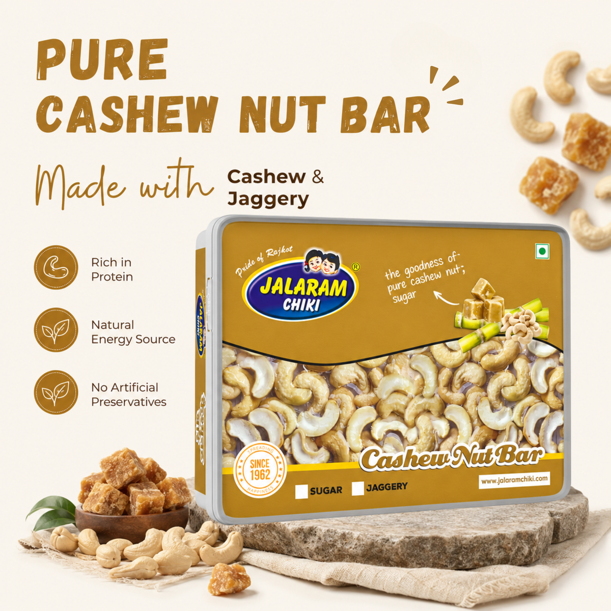 Jaggery Cashewnut Chiki Bar - 450 Gram