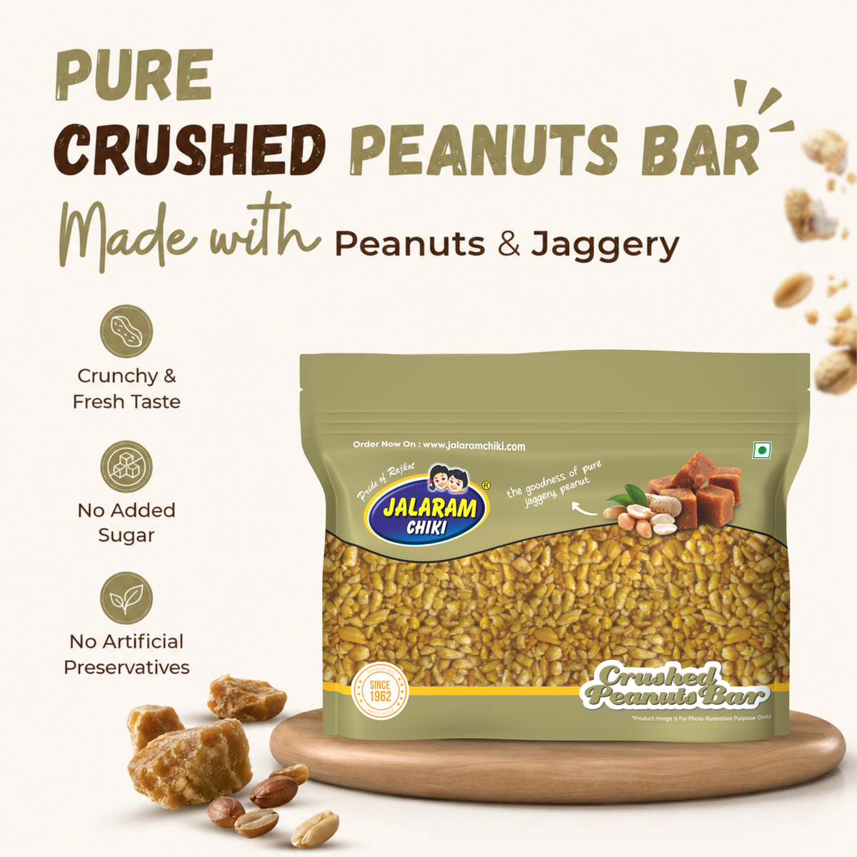 Jaggery Crush Peanut Chiki Bar - 450 Gram