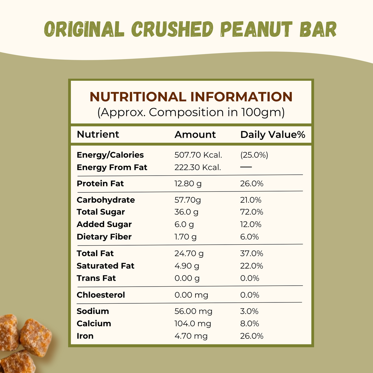 Jaggery Crush Peanut Chiki Bar - 450 Gram