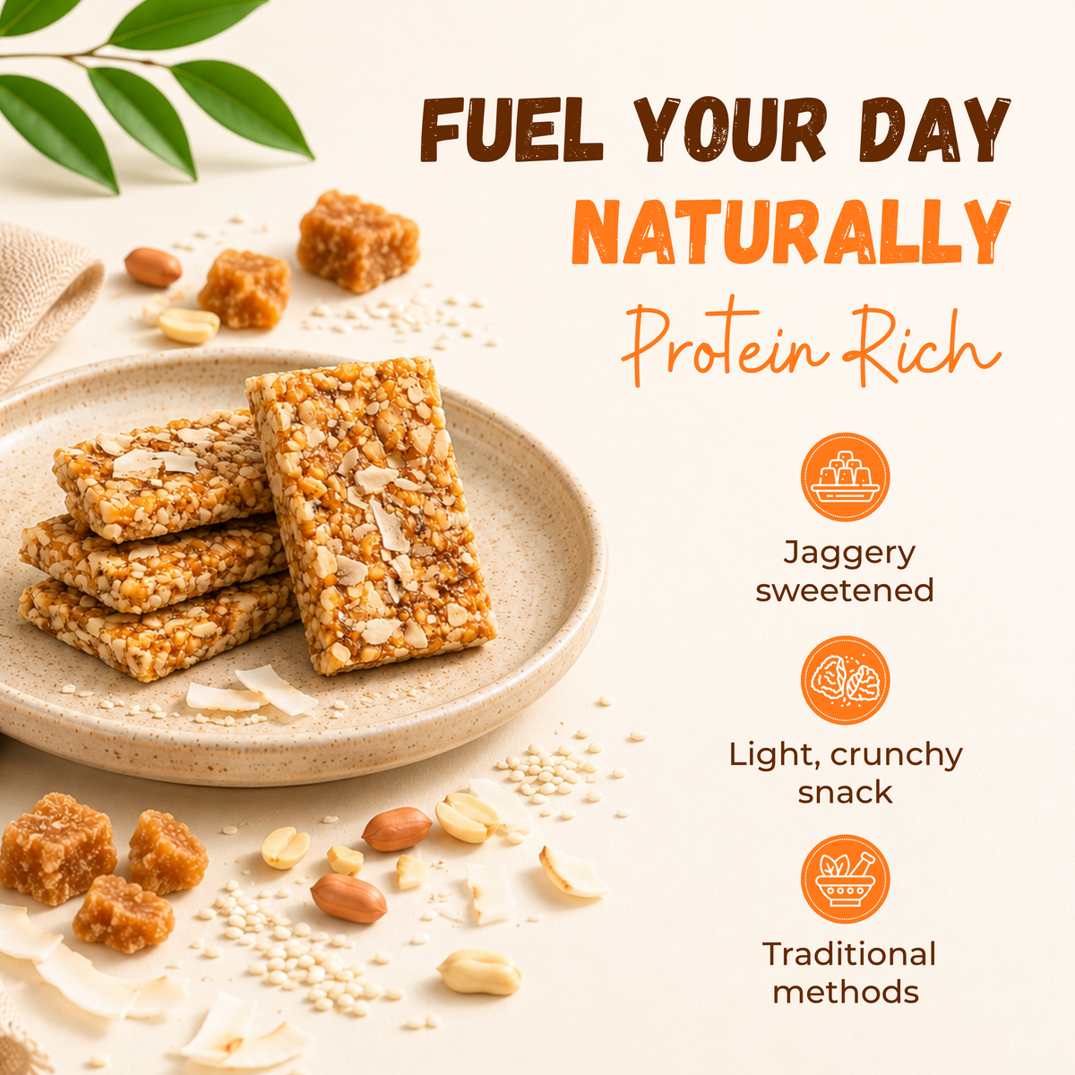 Jaggery coconut peanut sesame chiki bar - 450 Gram