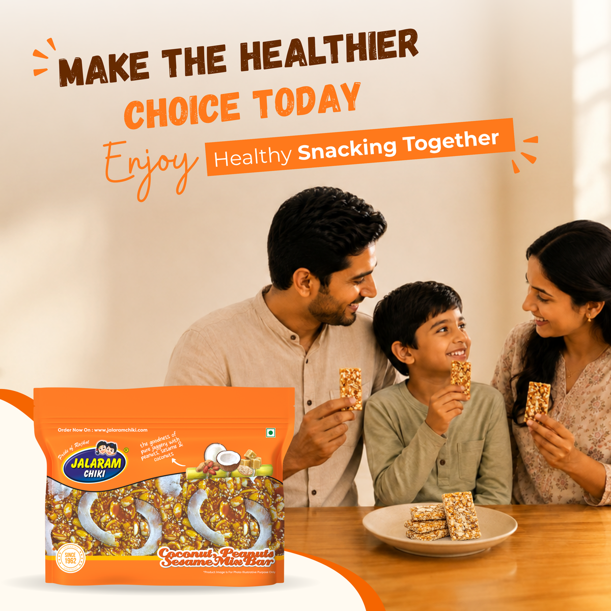 Jaggery coconut peanut sesame chiki bar - 450 Gram