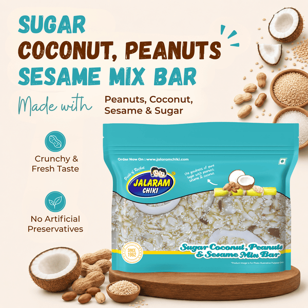 Sugar Coconut Peanut Chiki Bar - 450 Gram