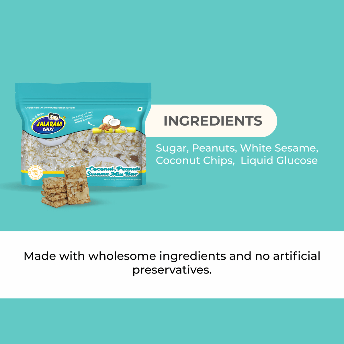 Sugar Coconut Peanut Chiki Bar - 450 Gram