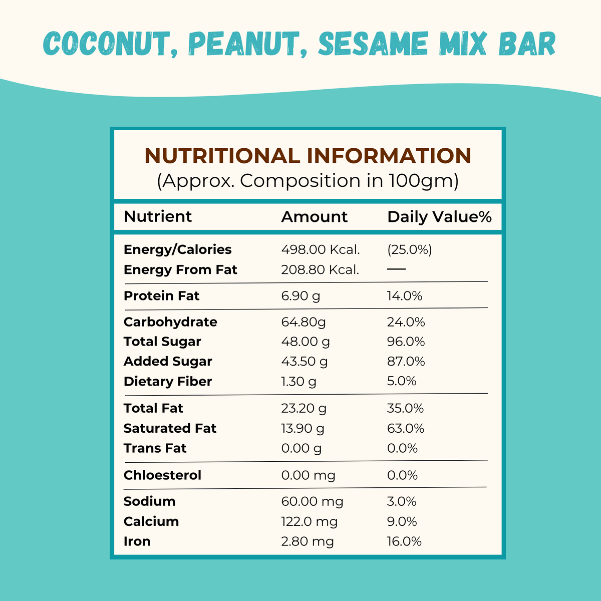 Sugar Coconut Peanut Chiki Bar - 450 Gram
