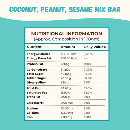 Sugar Coconut Peanut Chiki Bar - 450 Gram
