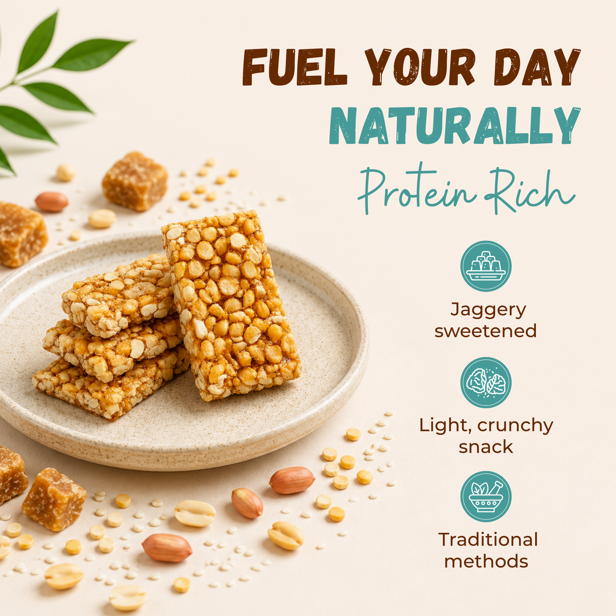 Jaggery Peanut Sesame Gram Chiki Bar - 450 Gram
