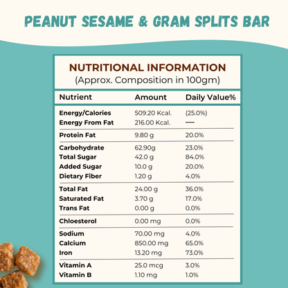 Jaggery Peanut Sesame Gram Chiki Bar - 450 Gram
