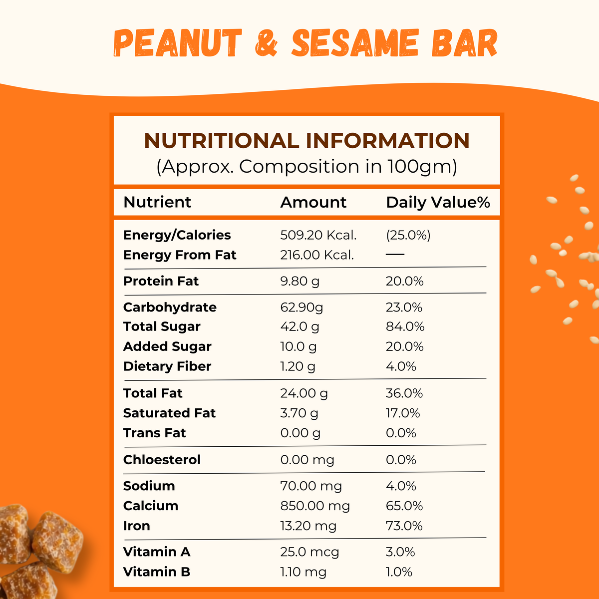 Jaggery Peanut & Sesame Chiki Bar - 450 Gram