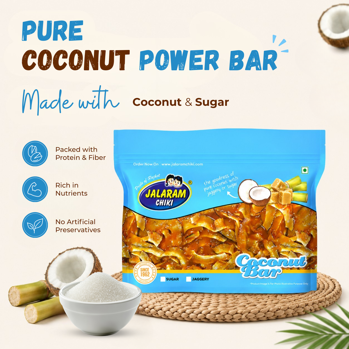Sugar Coconut Chiki Bar - 450 Gram