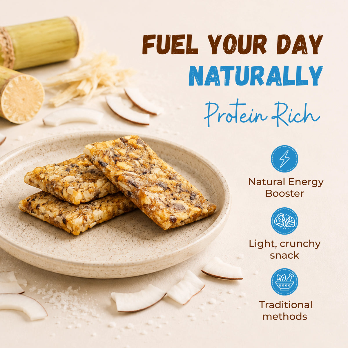 Sugar Coconut Chiki Bar - 450 Gram