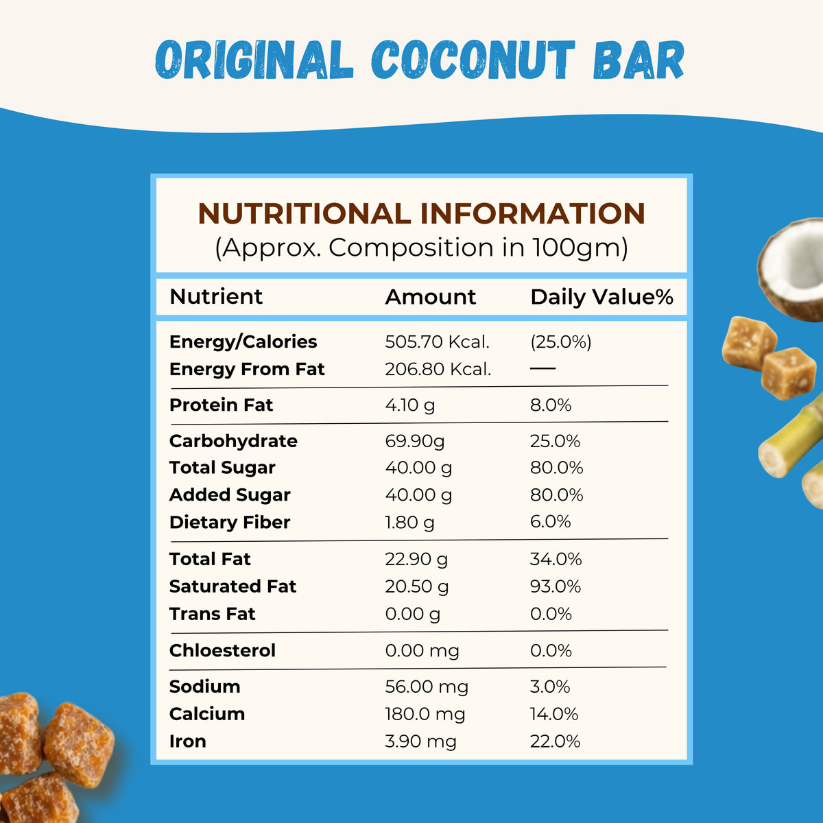 Sugar Coconut Chiki Bar - 450 Gram
