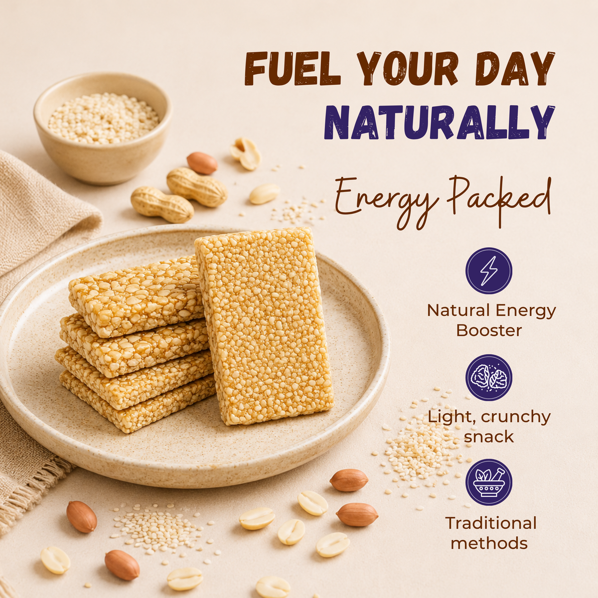 Sugar Peanut Sesame Chiki Bar - 450 Gram