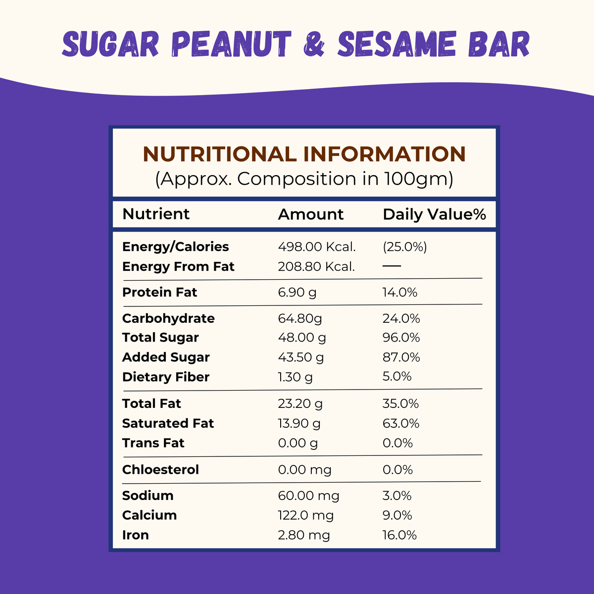 Sugar Peanut Sesame Chiki Bar - 450 Gram
