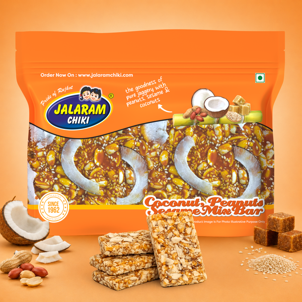 Jaggery coconut peanut sesame chiki bar - 450 Gram