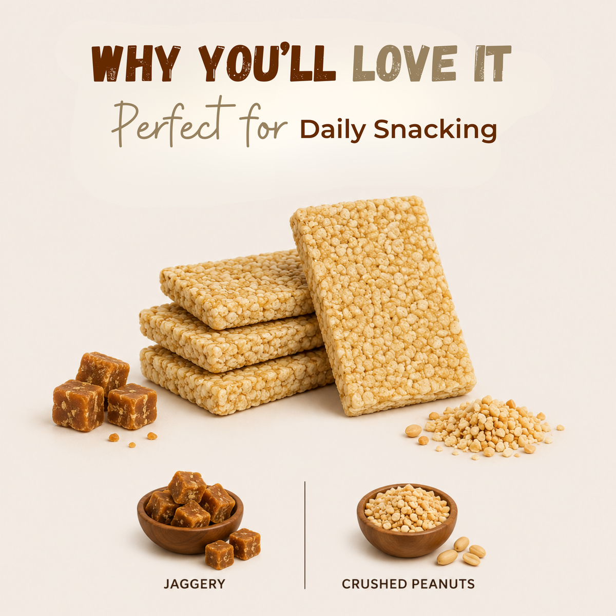 Jaggery Crush Peanut Chiki Bar - 450 Gram