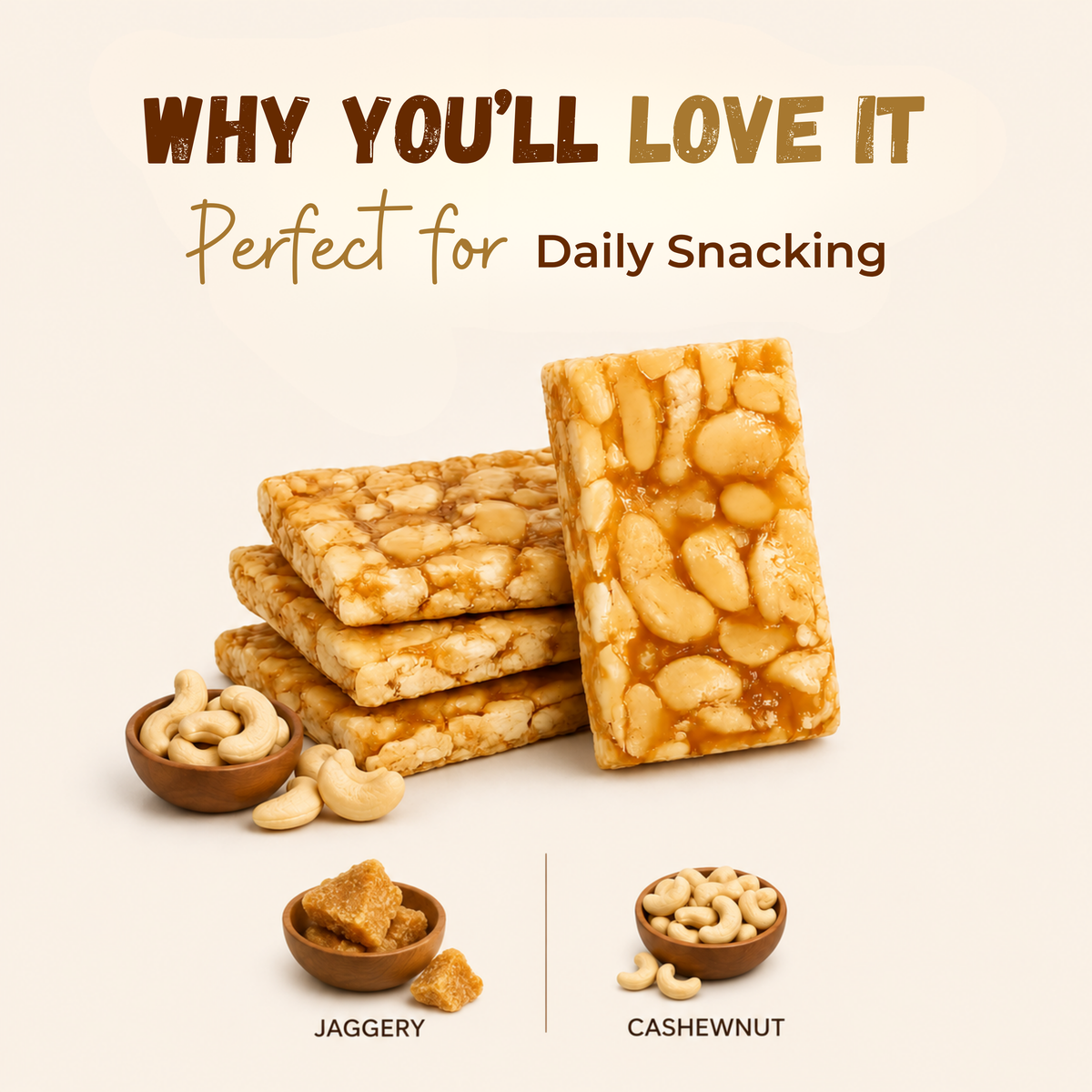 Jaggery Cashewnut Chiki Bar - 450 Gram