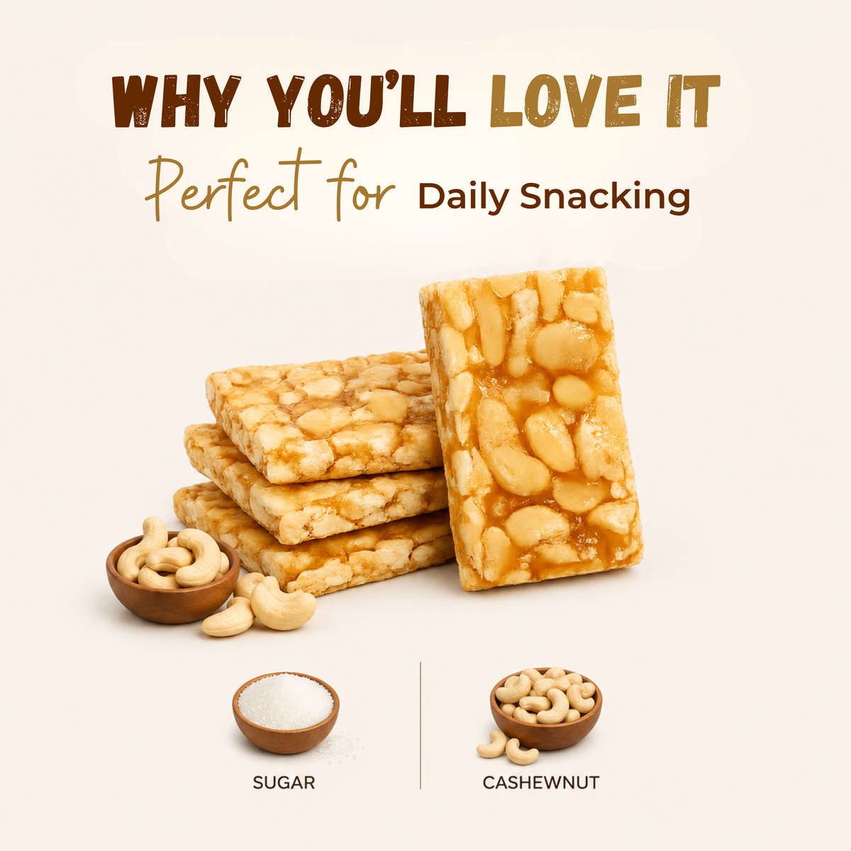 Sugar Cashewnut Chiki Bar - 450 Gram