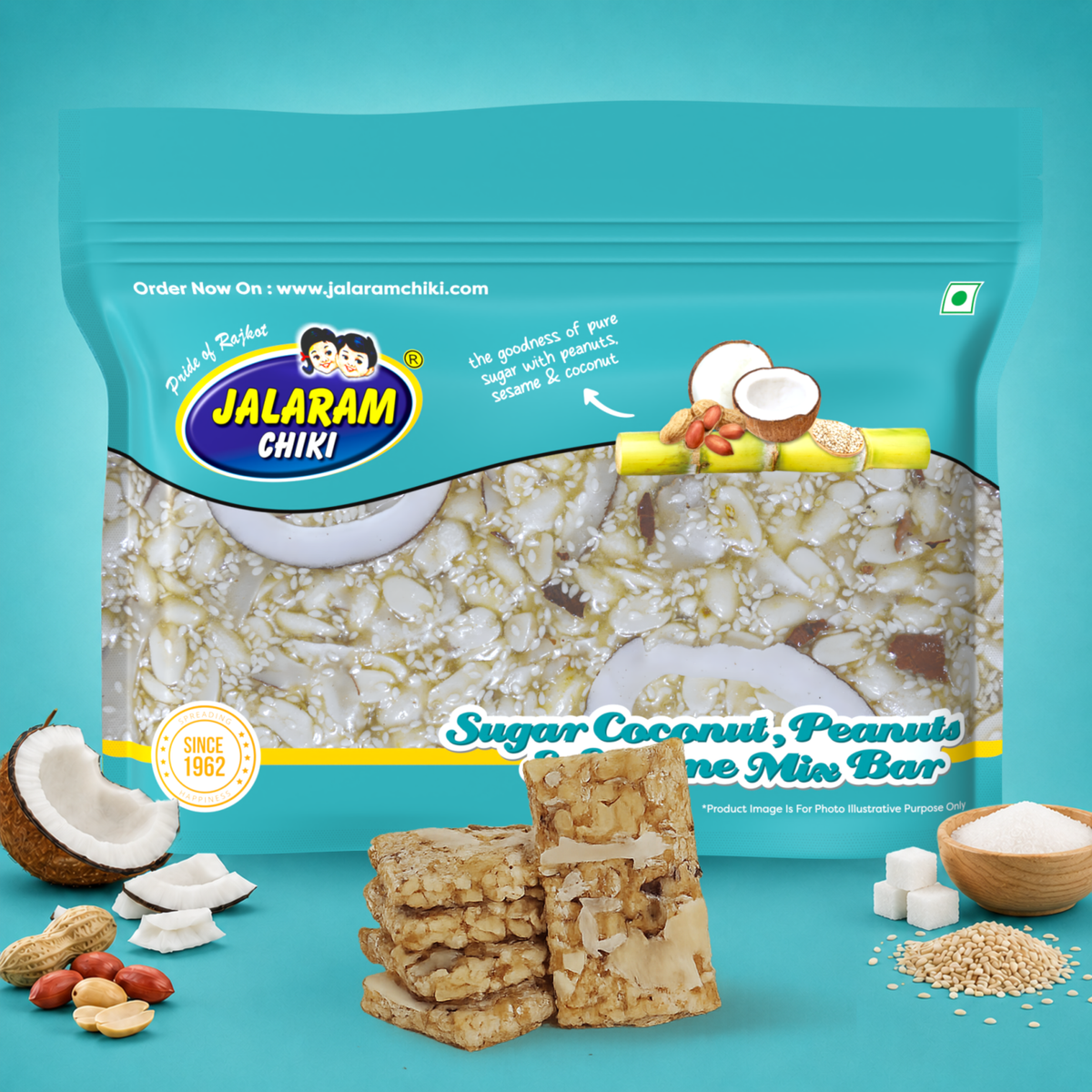 Sugar Coconut Peanut Chiki Bar - 450 Gram