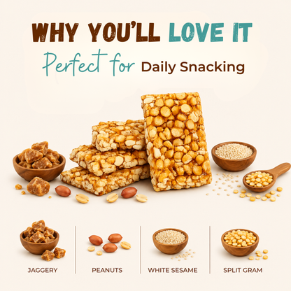 Jaggery Peanut Sesame Gram Chiki Bar - 450 Gram