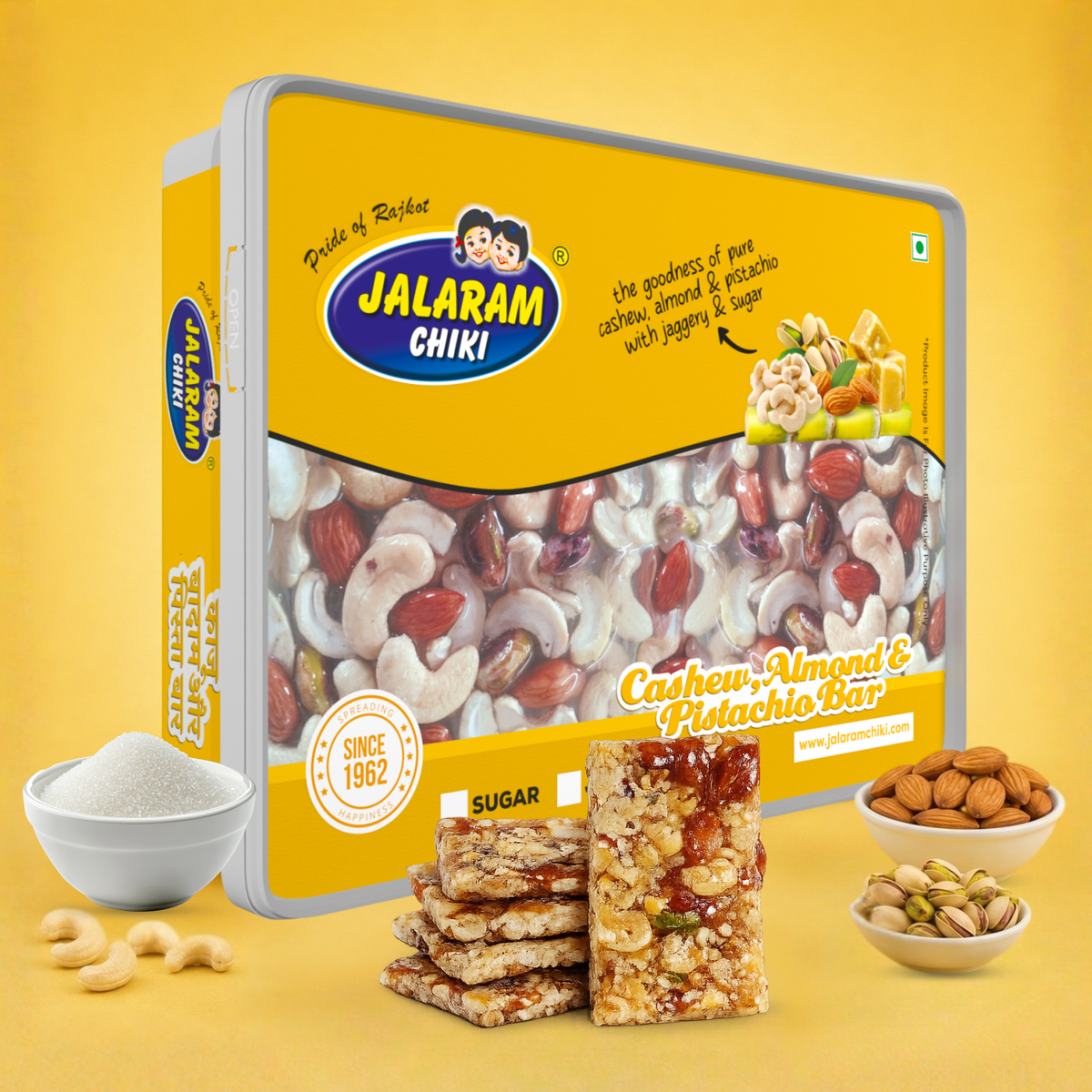 Sugar Cashewnut Almond Pista Chiki Bar - 450 Gram
