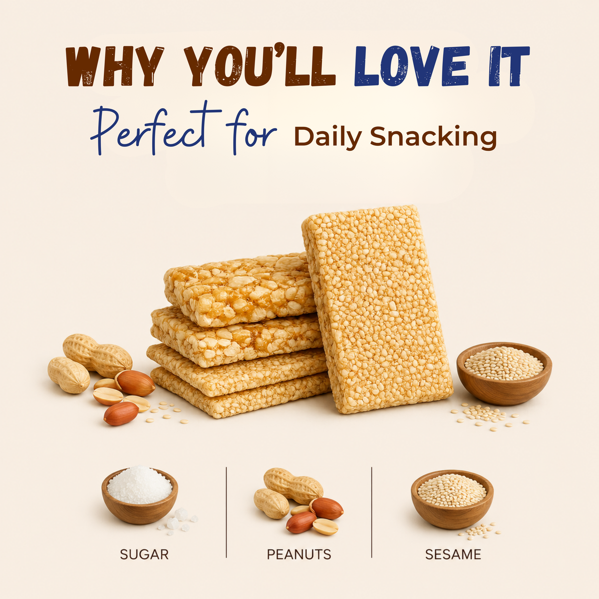 Sugar Peanut Sesame Chiki Bar - 450 Gram
